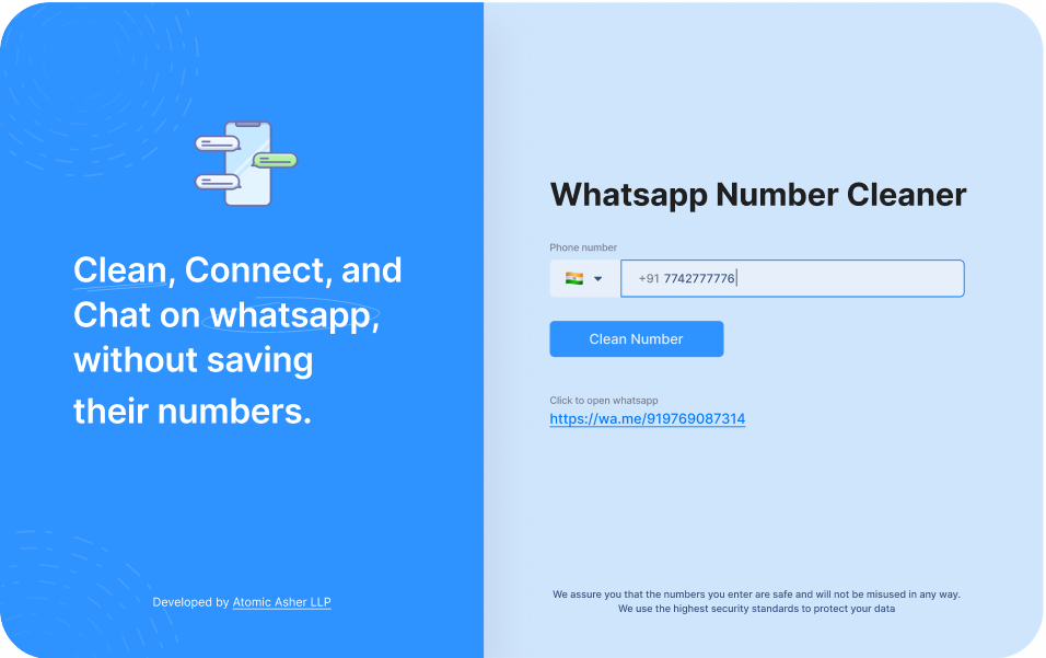 whatsapp number cleaner interface